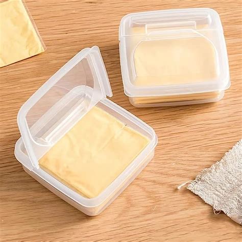 Amazon Com Typutomi 2 Pack Sliced Cheese Container For Fridge Clear