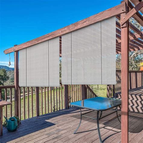 Amazon Com Windscreen4less Exterior Roller Shade Blinds Roll Up Shade Privacy Screen For Deck Pergola Balcony Patio Porch Carport 5 W X 6 L Beige Tan Patio Lawn Garden