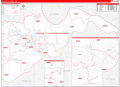Amazon Com Zip Code Wall Map Of St Charles Mo Zip Code Map
