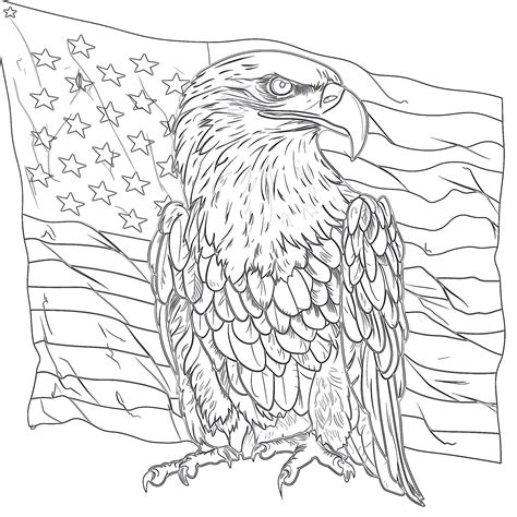 American Eagle Holding The Usa Flag Coloring Page Coloring Pages Mimi