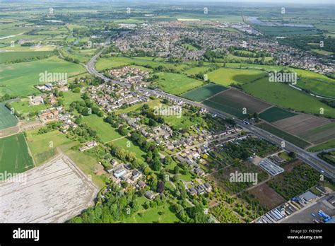 An Aerial View Of The Bedfordshire Hamlet Of Beeston Near Sandy Stock