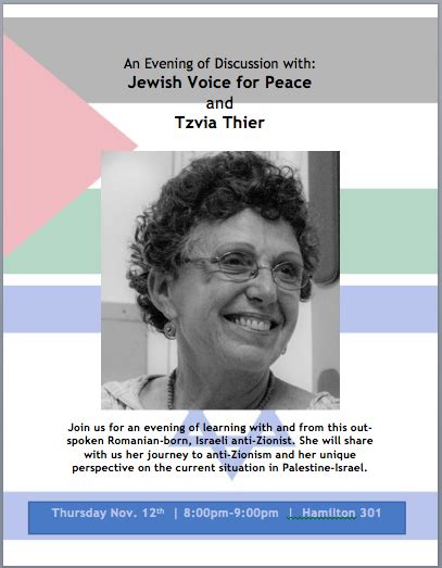 An Evening Of Discussion With Jewish Voice For Peace And Tzvia Thier Middle East Institute