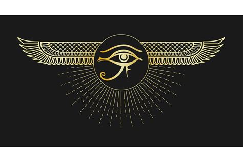 Ancient Egyptian Symbol Eye Of Horus Emblem On Black Background By Ancient Egyptian Symbol Eye Of Horus Emblem On Black Background By