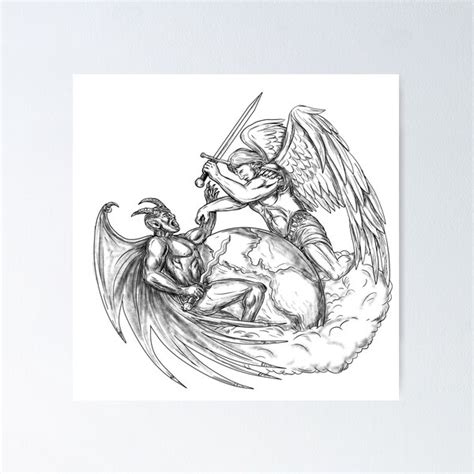 Angel Fighting Demon Over Earth World Tattoo Journal For Sale By Patrimonio Redbubble