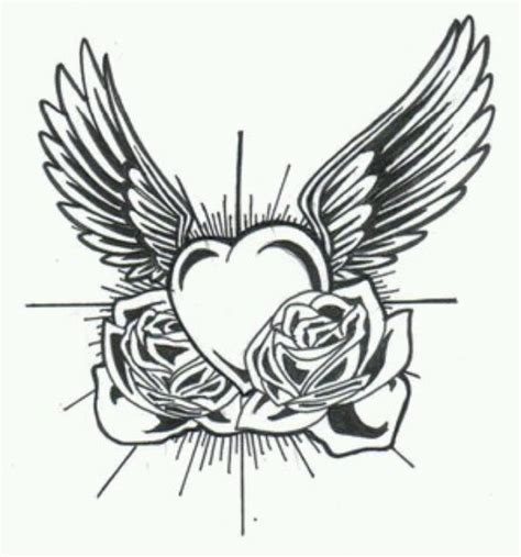 Angel Heart Wings Rose Tattoo