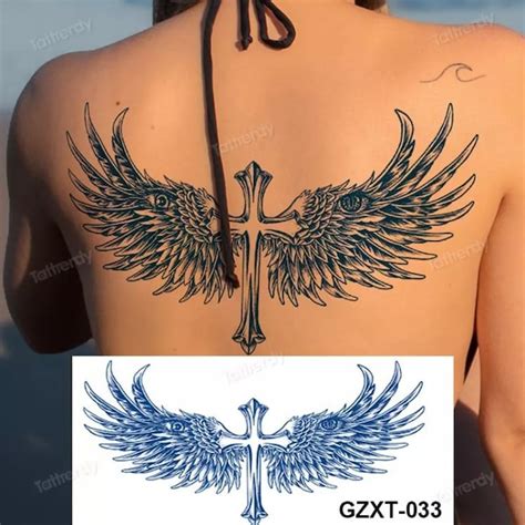 Angel Wings Cross Tattoo Etsy Angel Wings Cross Tattoo Etsy