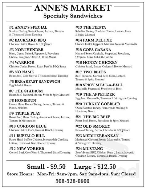 Anne Amp 39 S Market Of Norfolk Ma Menus In Norfolk Massachusetts United States Anne Amp 39 S Market Of Norfolk Ma Menus In Norfolk Massachusetts United States