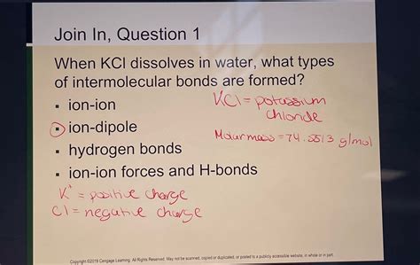 Answered Join In Question When Kcl Dissolves In Water What Types Of