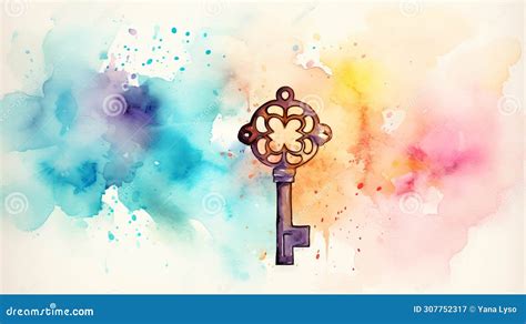 Antique Key On A Watercolor Splash Backdrop Concept Of Mystery Antique Key On A Watercolor Splash Backdrop Concept Of Mystery