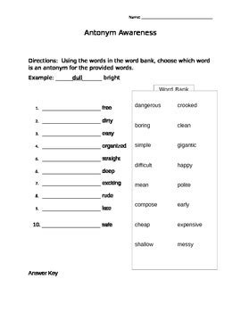 Antonym Awareness By Allison Cuiksa Tpt
