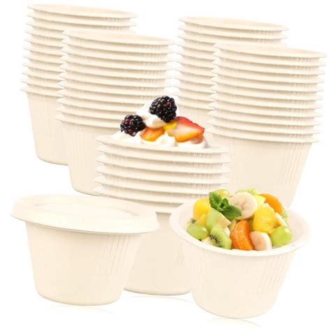 Anyway Go 160 Pieces 4 Ounce Bagasse Fiber Cups With Paper Condiment