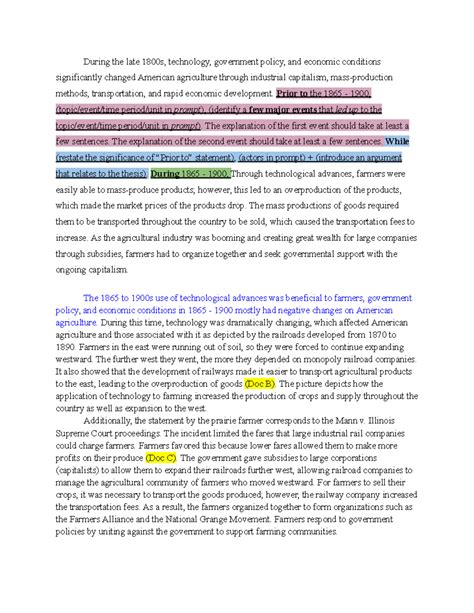 Ap His Dbq Essay Dbq Answer Sample During The Late 1800S Ap His Dbq Essay Dbq Answer Sample During The Late 1800S