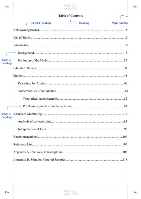 Apa Table Of Contents Pdf Writing
