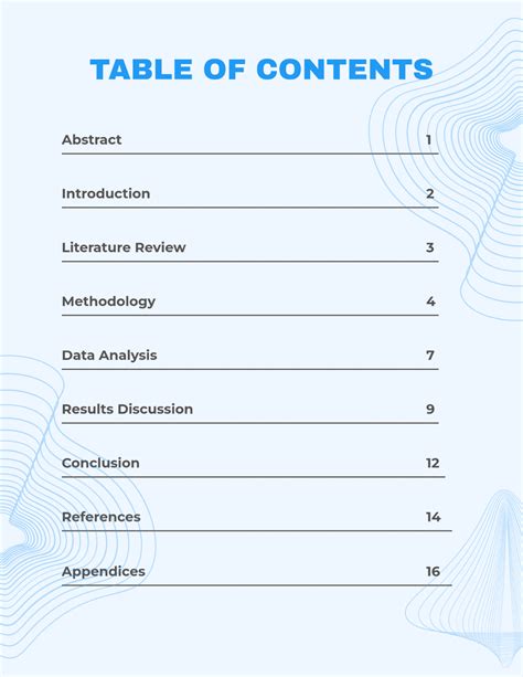 Apa Table Of Contents Template Lab The Table Of Contents Comes