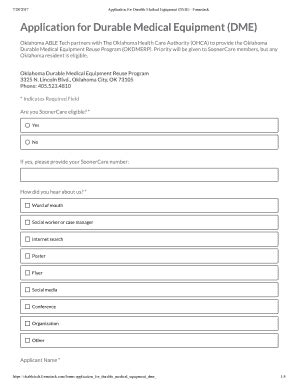 Application For Durable Medical Equipment Dme Oklahoma Able