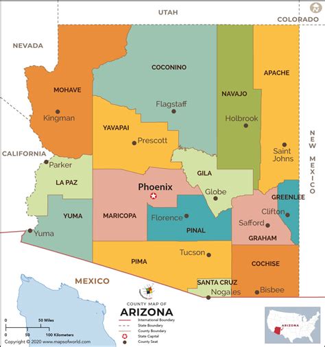 5 Arizona County Maps