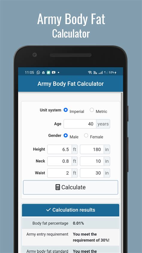 Army Body Fat Calculator App On Amazon Appstore Army Body Fat Calculator App On Amazon Appstore