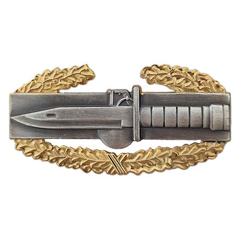 Army Regulation Size Silver Oxidized Master Combat Action First Award Badge