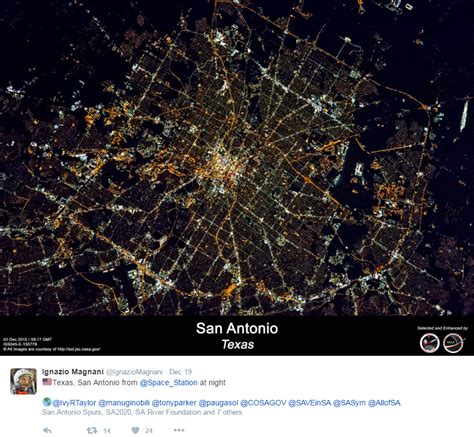 Astronaut Shares Stunning Nighttime Photo Of San Antonio From International Space Station Astronaut Shares Stunning Nighttime Photo Of San Antonio From International Space Station
