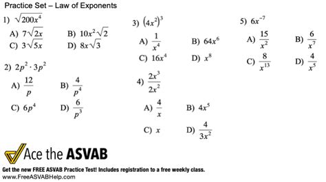 Asvab Math Knowledge Laws Of Exponents