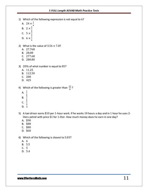 Asvab Printable Practice Test