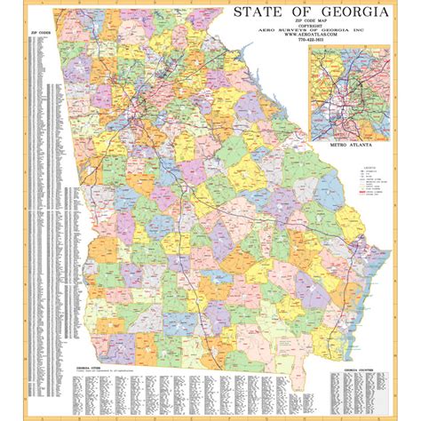 Atlanta Georgia Wall Maps Amp Zip Code Maps Aero Surveys Of Georgia