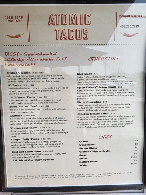 Atomic Tacos Kalispell Restaurant Menu Prices And Reviews