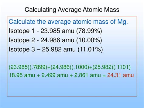 Average Atomic Mass Definition Formula Calculation Lesson