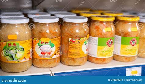 Badalona Spain February 12 2024 Jars Of Sauerkraut On Shelves Of A Badalona Spain February 12 2024 Jars Of Sauerkraut On Shelves Of A
