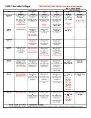 Baruch Final Exam Schedule