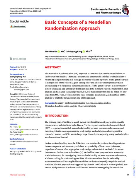 Basic Concepts Of A Mendelian Randomization Approach