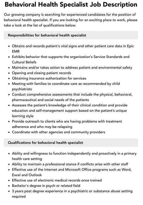 Behavioral Health Specialist Salary And Job Description