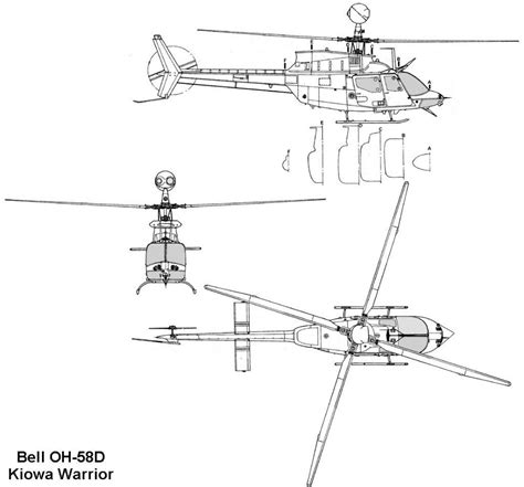 Bell Oh 58D Kiowa Warrior Blueprint Download Free Blueprint For 3D