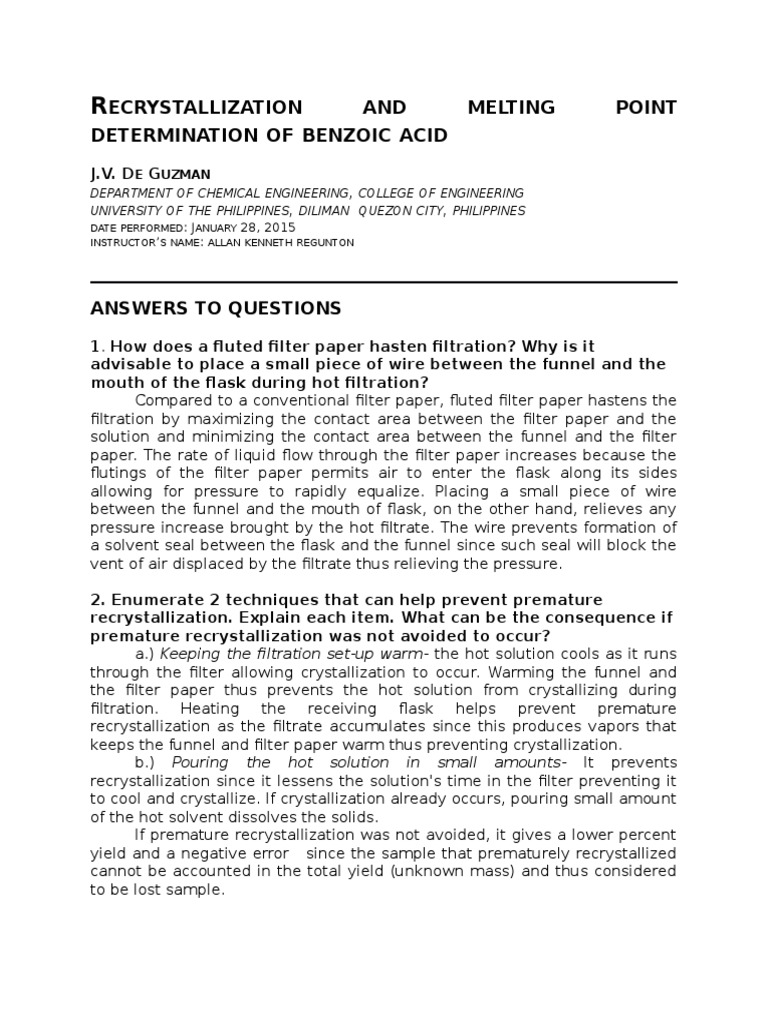 Benzoic Acid Melting Point