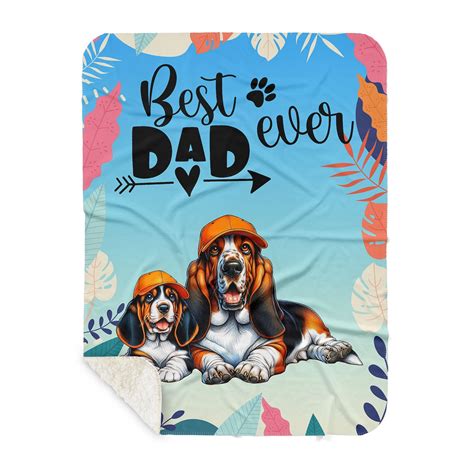 Best Basset Hound Dad Ever Happy Father Amp 39 S Day Cozy Sherpa Blanket