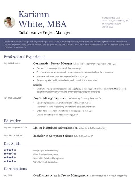 Best Construction Project Manager Resume Examples And Templates For 2025 Resumebuilder Com Best Construction Project Manager Resume Examples And Templates For 2025 Resumebuilder Com