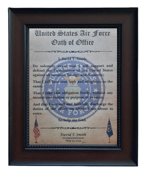Better U S Air Force Officer Oath Of Office Aged Parchment Framed Personalized With Coin Option Etsy
