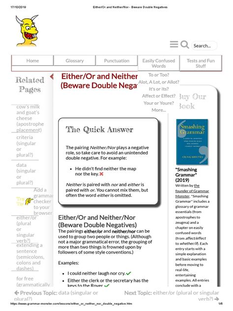 Beware Double Negatives With Neither Nor