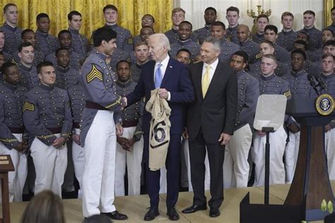 Biden Recognizes Us Military Academy With Trophy For Besting Other Service Academies In Football The Independent