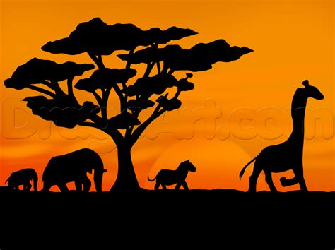 Capture Birds In The Savanna Drawing With Bold Strokes