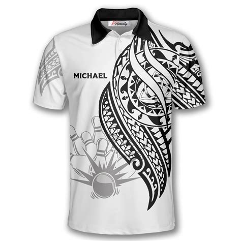 Black And White Tribal Tattoo Custom Bowling Shirts For Men Primesty
