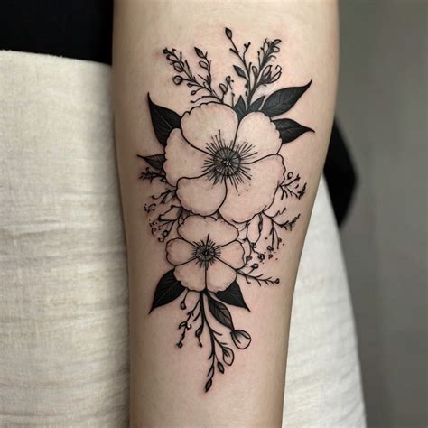 Black White Flower Tattoo Designs