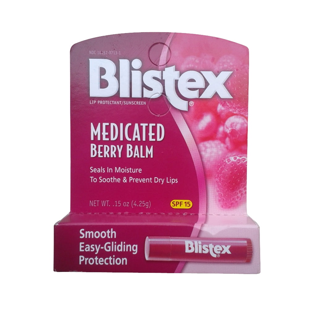 Blistex Medicated Lip Balm Spf 15 Berry 0 15 Oz Tubes 24 Pack