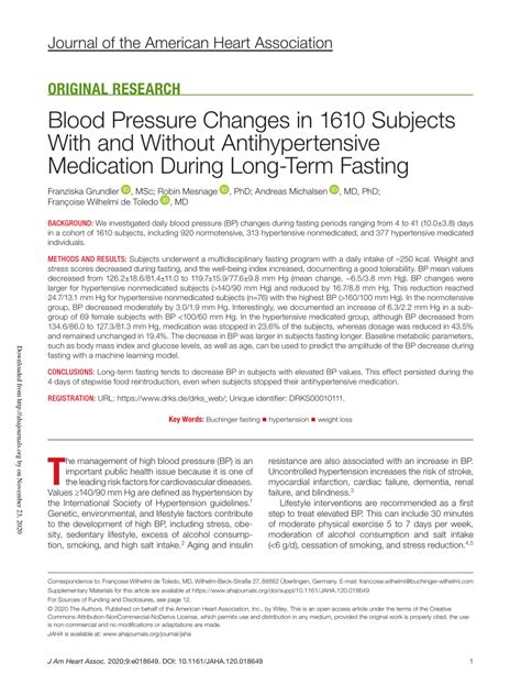 Blood Pressure Changes In 1610 Subjects With And Without