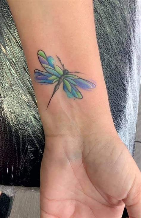 Blue Watercolor Dragonfly Tattoo Design