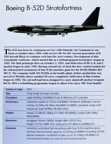 Boeing B 52 B 52 Picture Bomber Aircraft Out Of Print Spec Sheet Art Decor Ebay