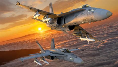 Boeing F A18e F Super Hornet En Vol Au Dessus Des Nuages Photo