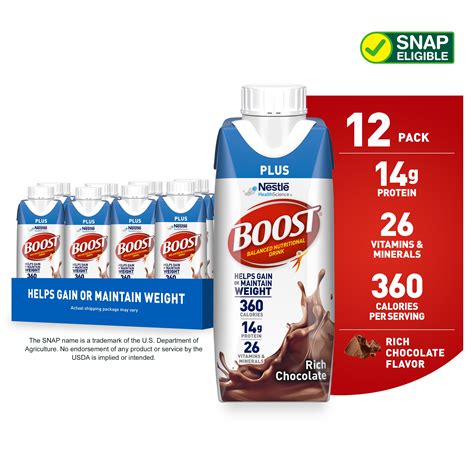 Boost Plus Complete Nutritional Drink Rich Chocolate 8 Fl Oz Bottle