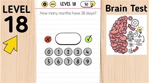 Brain Test Level 18 How Many Months Have 28 Days Youtube