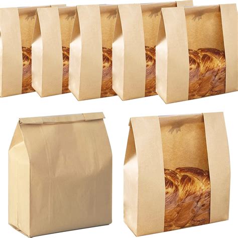 Bread Storage Bags 50 Pcs Kraft Paper Bread Bags 13 7X8 3X3 5 Inch Wire Sealing Bags With Clear Window Bakery Supply Bags Bread Storage Bags 50 Pcs Kraft Paper Bread Bags 13 7X8 3X3 5 Inch Wire Sealing Bags With Clear Window Bakery Supply Bags